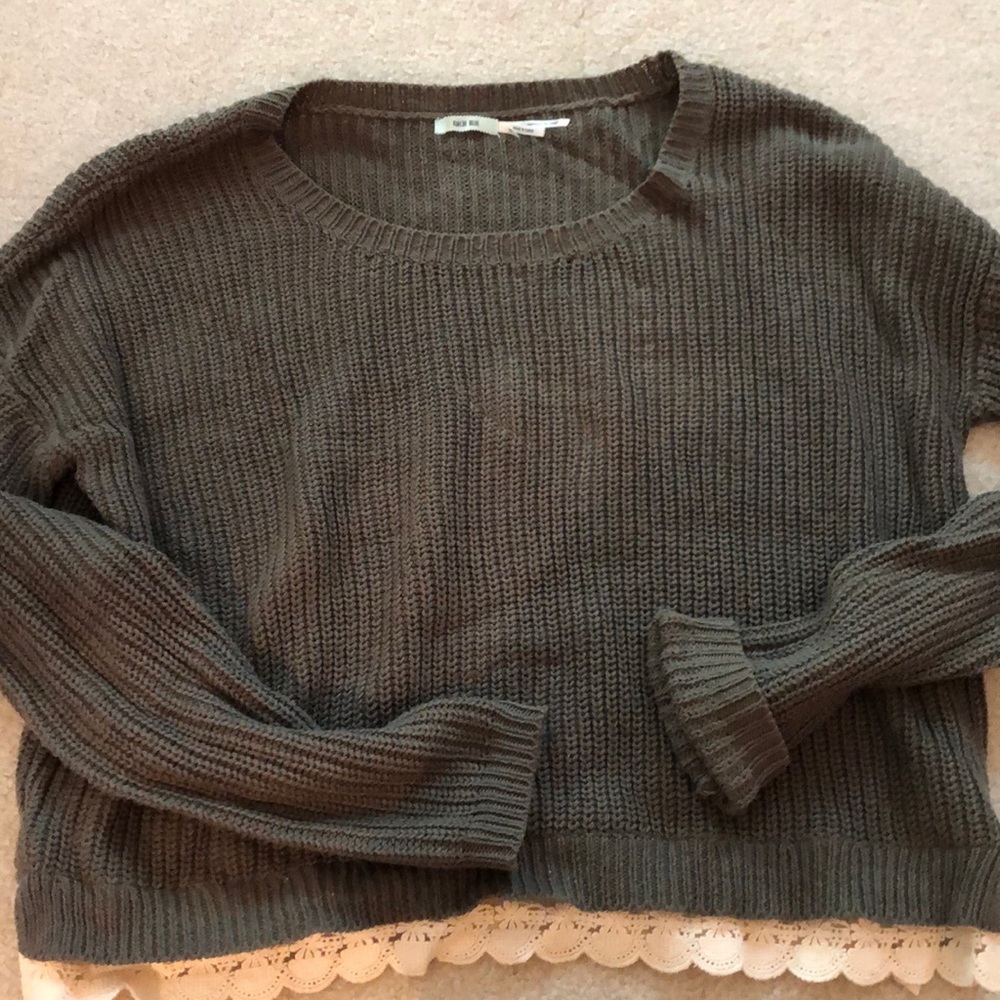 Lace Green Urban Outfitters Cropped Sweater